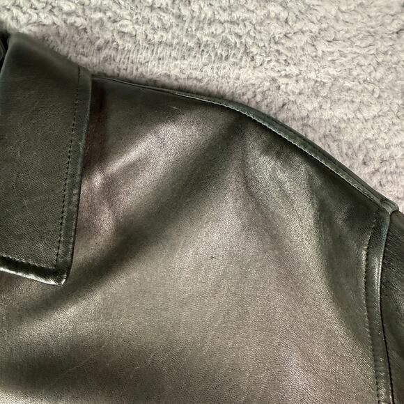 Vintage Polo Ralph Lauren Leather Jacket Mens M Black Full Zip Bomber Chin Strap - Picture 10 of 16